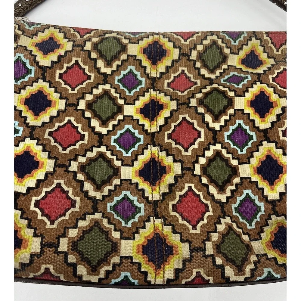Vintage Relic By Fossil Purse Shoulder Bag Geometric Pattern Studded Strap
